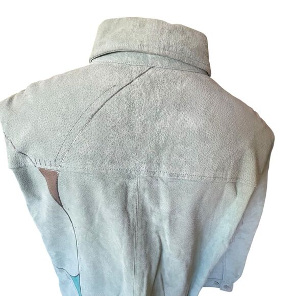 Vintage Suede Artsy Coat XL Genuine Leather Boho Y2K 90s Jacket Long - Picture 13 of 16